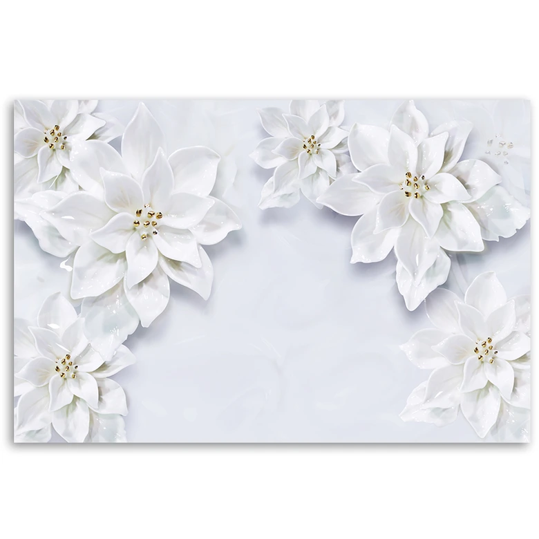 Canvasbillede, Sneklædte planteblomster 
