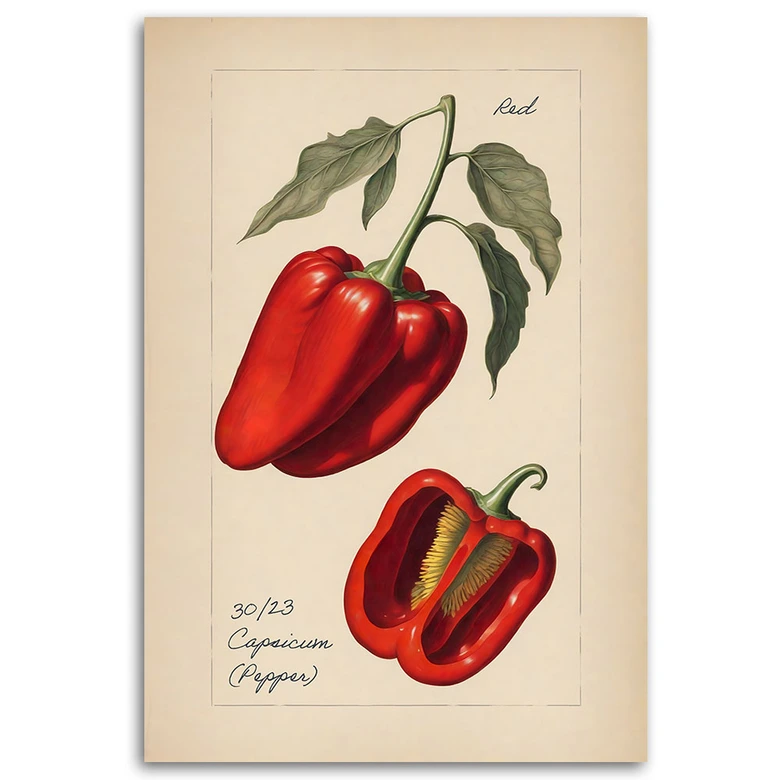 Leinwandbild, Gemüse Weinlese Paprika 