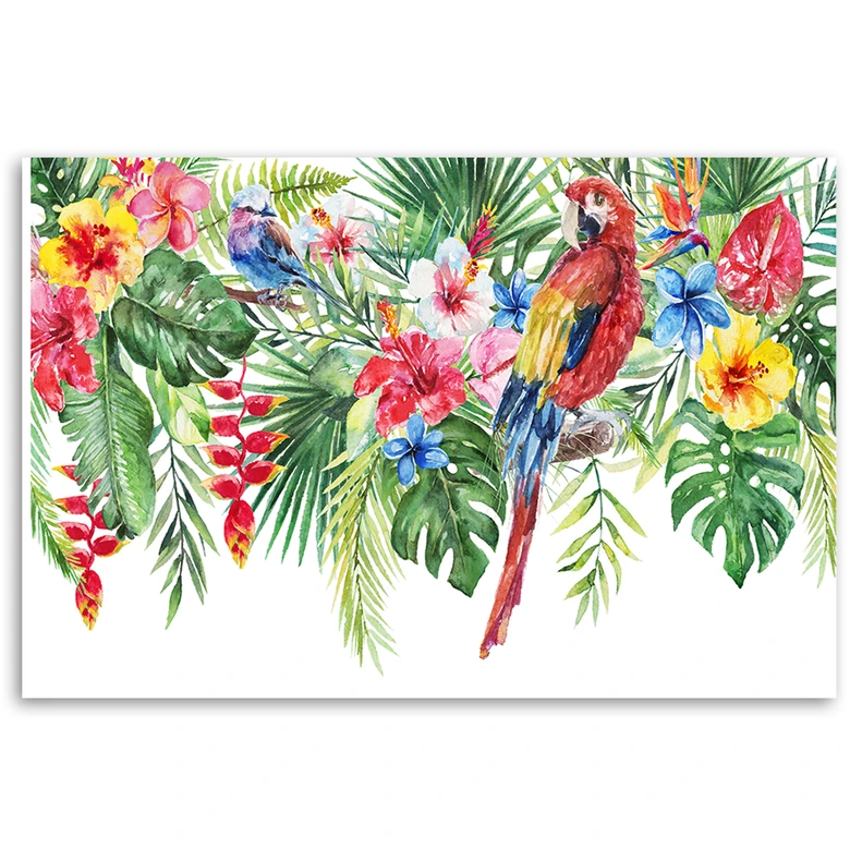 Leinwandbild, Blätter tropischer Papageienblüten 