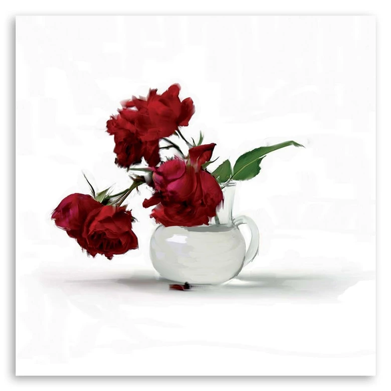 Leinwandbild, Rote Rosen in einer Vase 