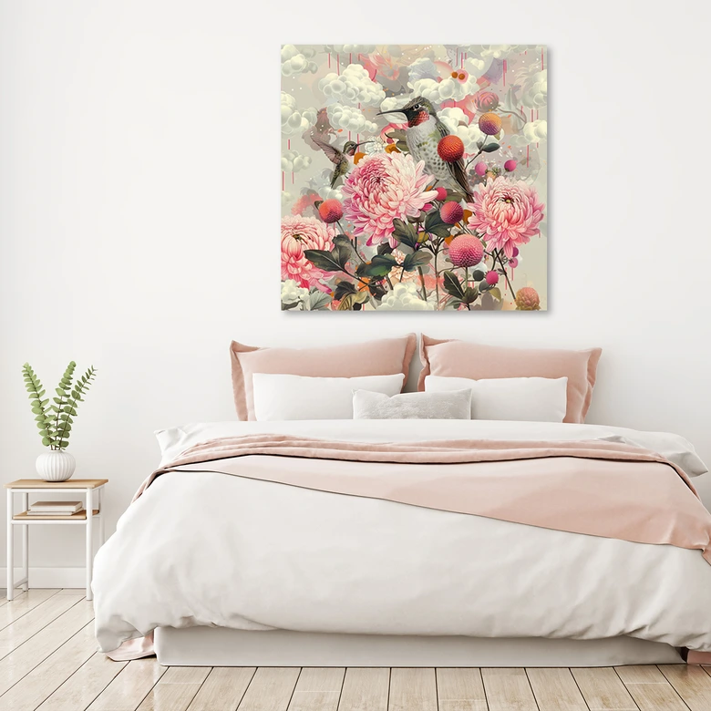 Leinwandbild Tiere Blumen Kolibris 