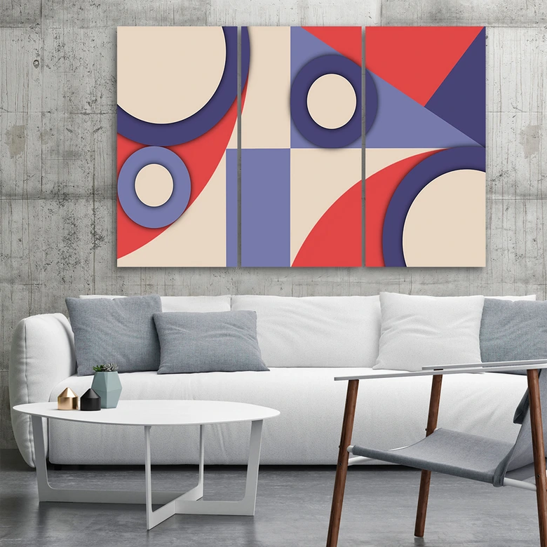Leinwandbild 3 teilig, Geometrische Abstraktionsformen 