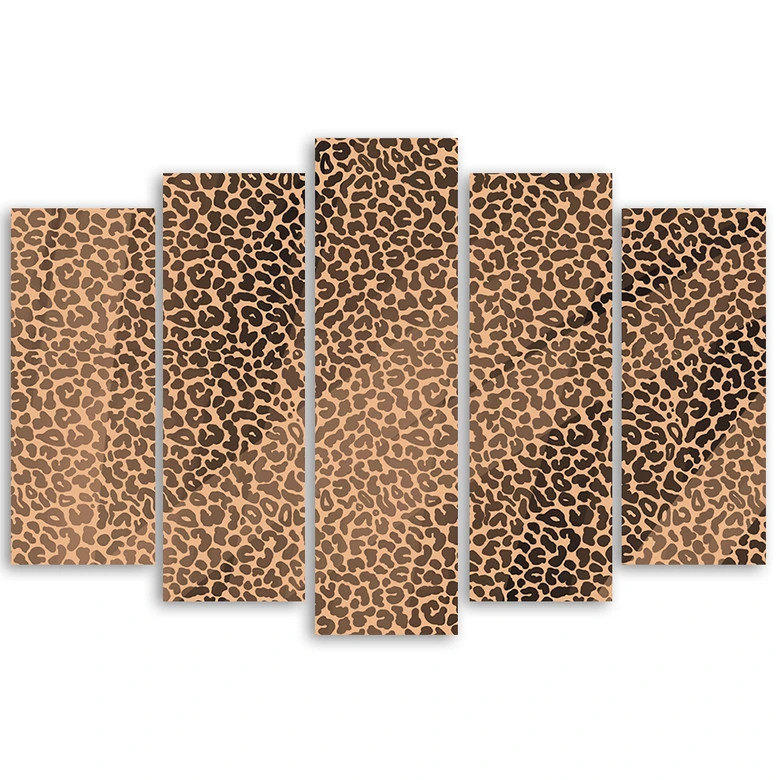 Leinwandbild 5 teilig, Leopard Leopard Pelfpatches Muster 