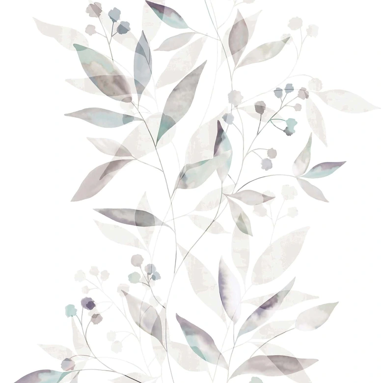 Vliestapete Blätter Floral Natur matt in Weiß Grau 