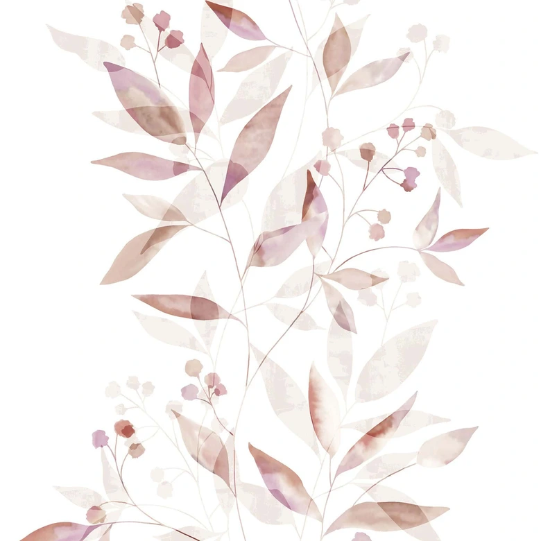 Vliesbehang bladeren bloem natuur mat in wit rood 