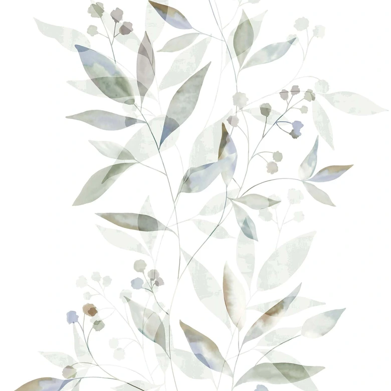Vliestapete Blätter Floral Natur matt in Weiß Grün 