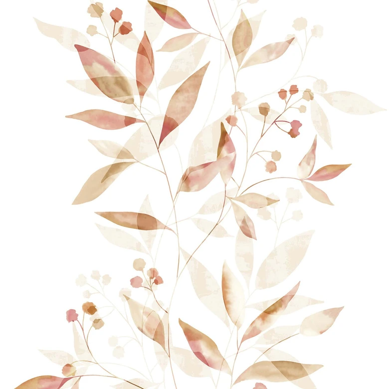 Vliestapete Blätter Floral Natur matt in Weiß Beige 