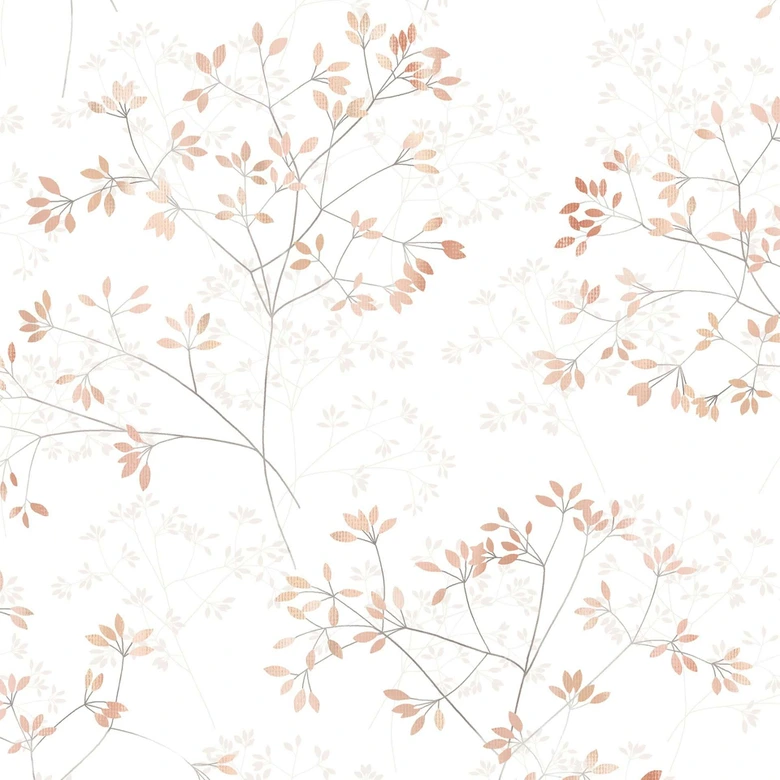 Vliestapete Blätter Floral Natur matt in Weiß Rot 