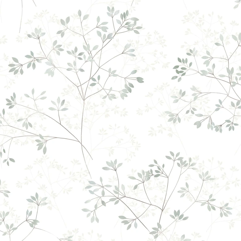 Vliestapete Blätter Floral Natur matt in Weiß Grün 