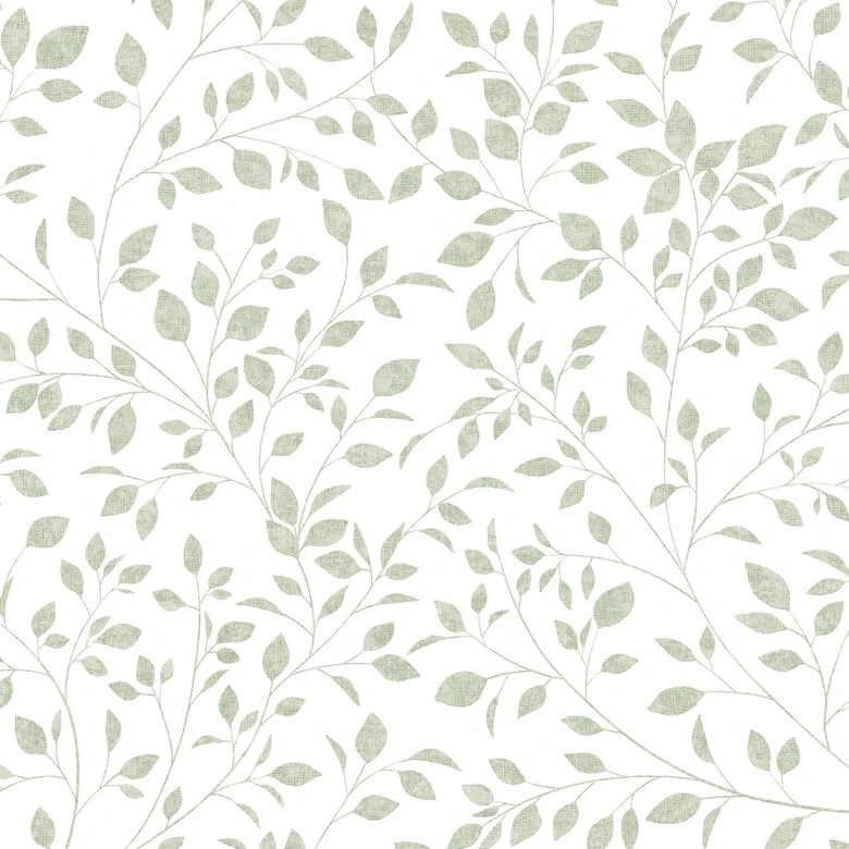 Vliestapete Blätter Floral Natur matt in Weiß Grün 