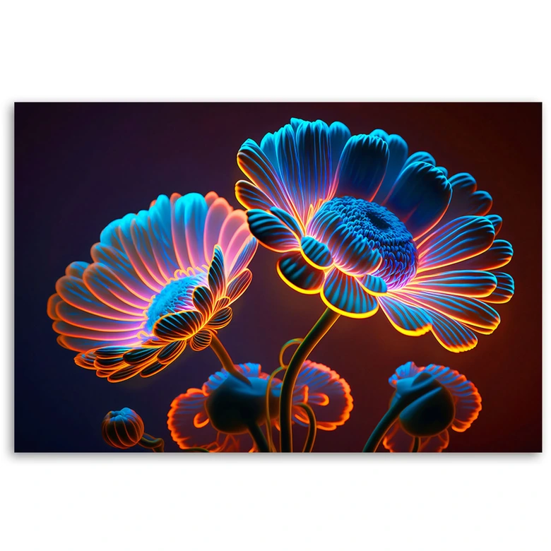 Leinwandbild, Neon-Blüten 