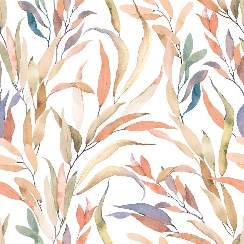 Vliestapete Blätter Floral Natur matt in Weiß Braun 