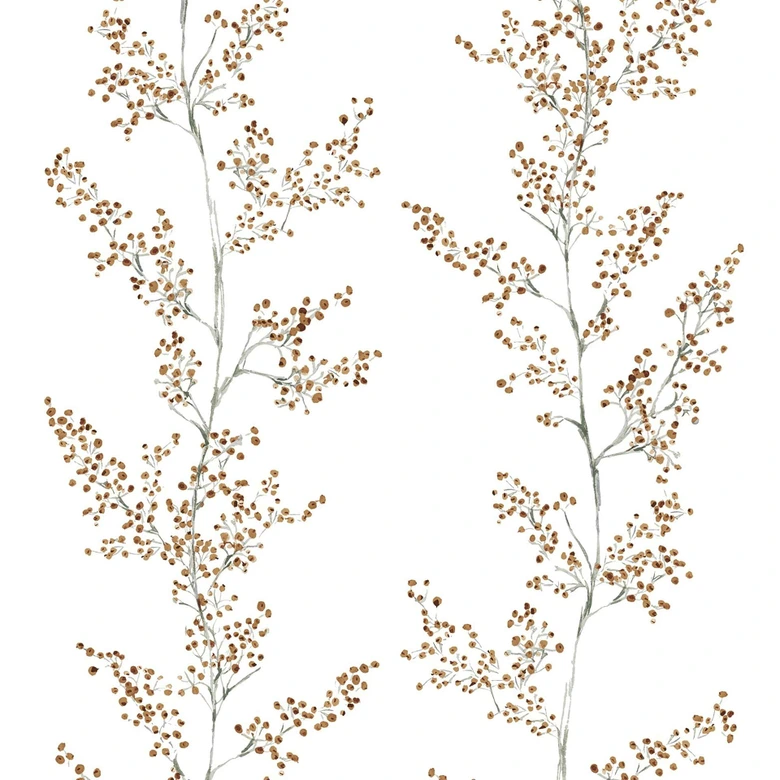 Vliestapete Blätter, Äste Floral Natur matt in Weiß Beige 