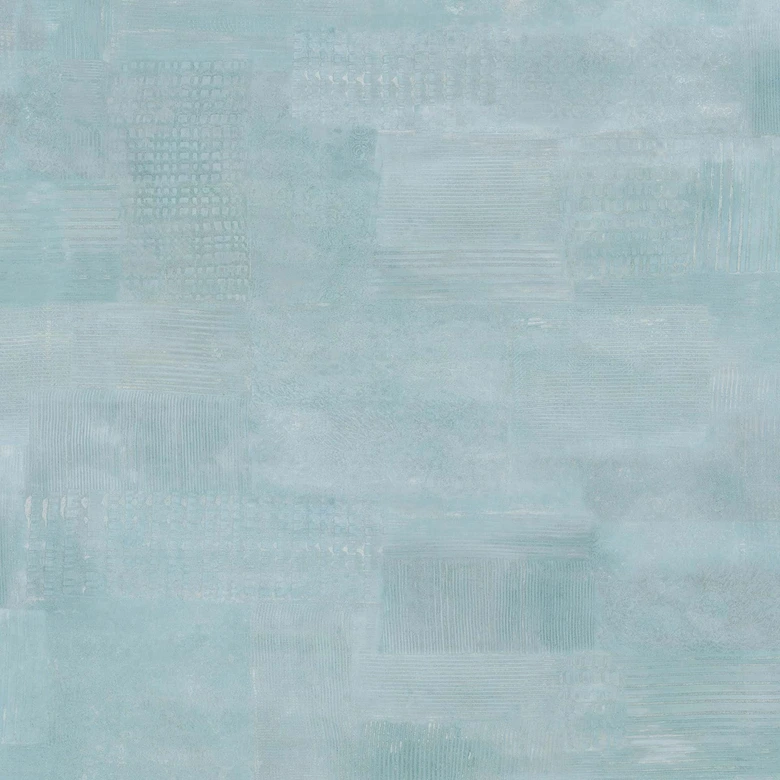 Non-woven wallpaper plaster look, concrete look plain geometric matt in blue 