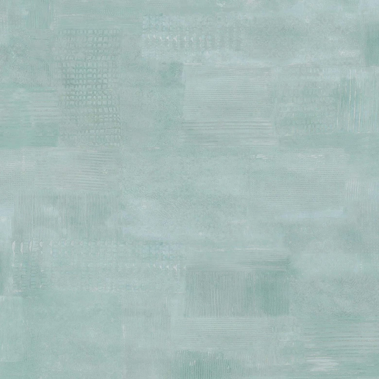 Icke-vävd tapet i gipsutseende, betongutseende slät geometrisk matt i grönblå 