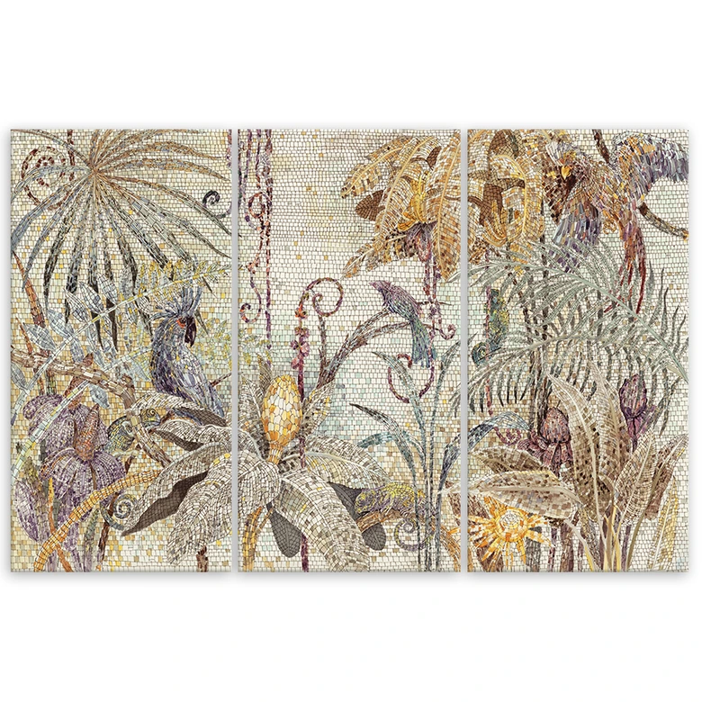 Leinwandbild 3 teilig, Mosaik -Dschungel 