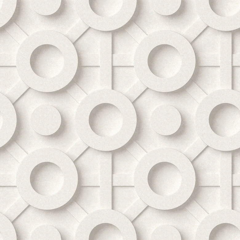 Papel pintado no tejido gráfico 3D aspecto moderno, círculos mate en blanco grisáceo 