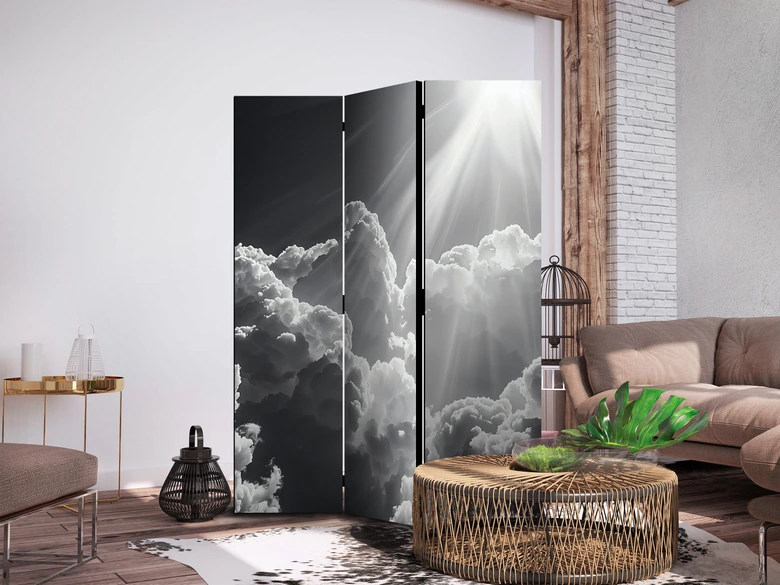 Paravent, Raumteiler freistehend, Trennwand - Hope in Clouds: Sun Rays 