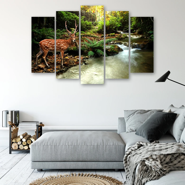 Leinwandbild 5 teilig, Hirschwaldbach 