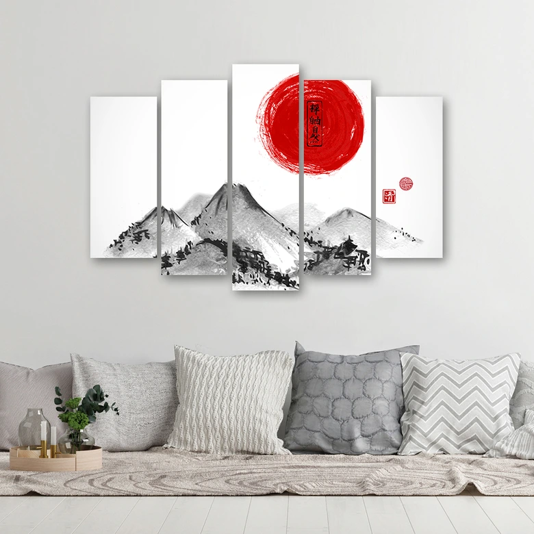 Wandbild 5-teilig, Japan Berge Landschaft 