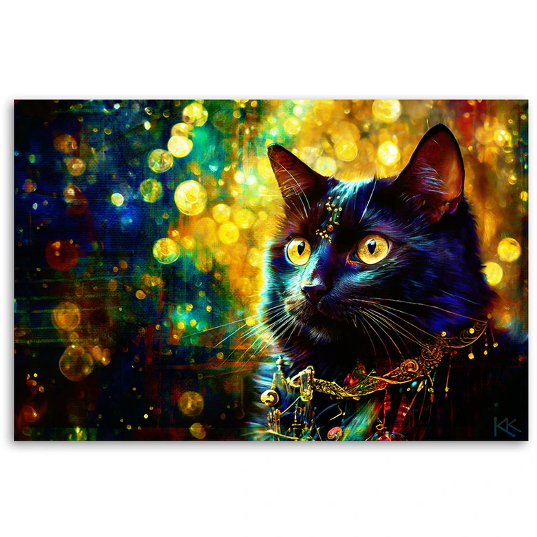 Canvasbillede, Abstrakt sort kat 