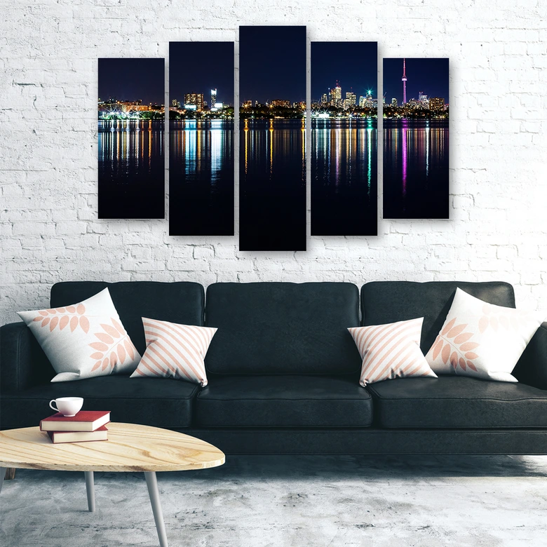 Lærredstryk 5 stykker, New York Skyline 
