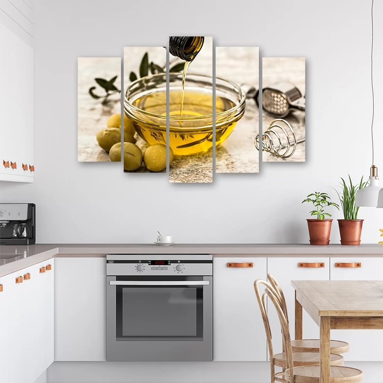 Wandbild 5-teilig, Olivenöl 