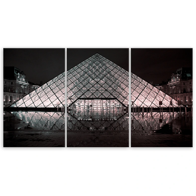 Leinwandbild 3-teilig, Louvre Paris Frankreich 