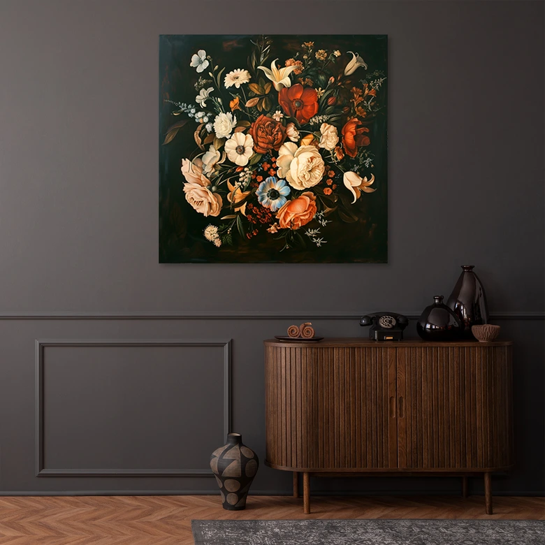 Leinwandbild Retro Vintage Blumen 