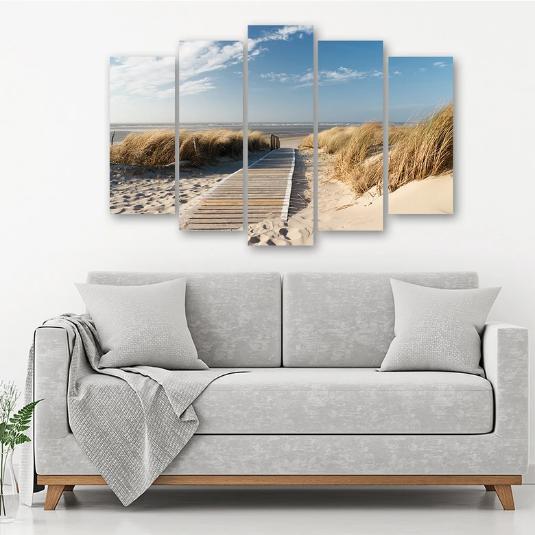 Leinwandbild 5 teilig, Meer Strand Sand Natur 