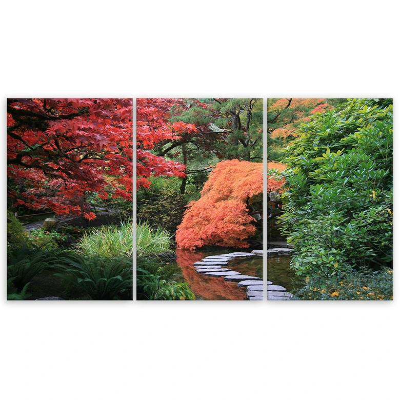 3 stykke lærredstryk, Japan Garden Forest 