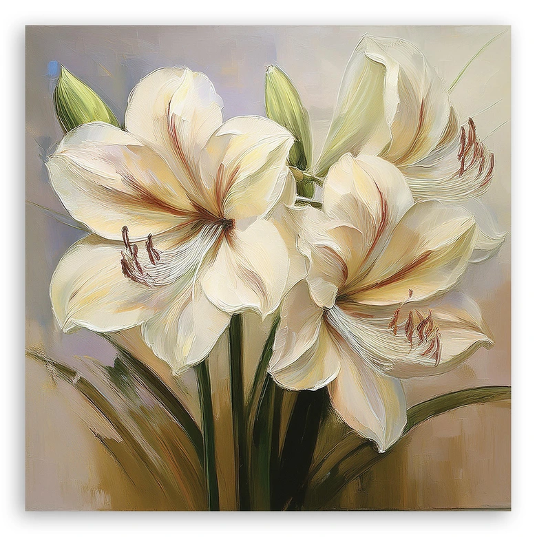 Leinwandbild Gemalte Lilien Blume 