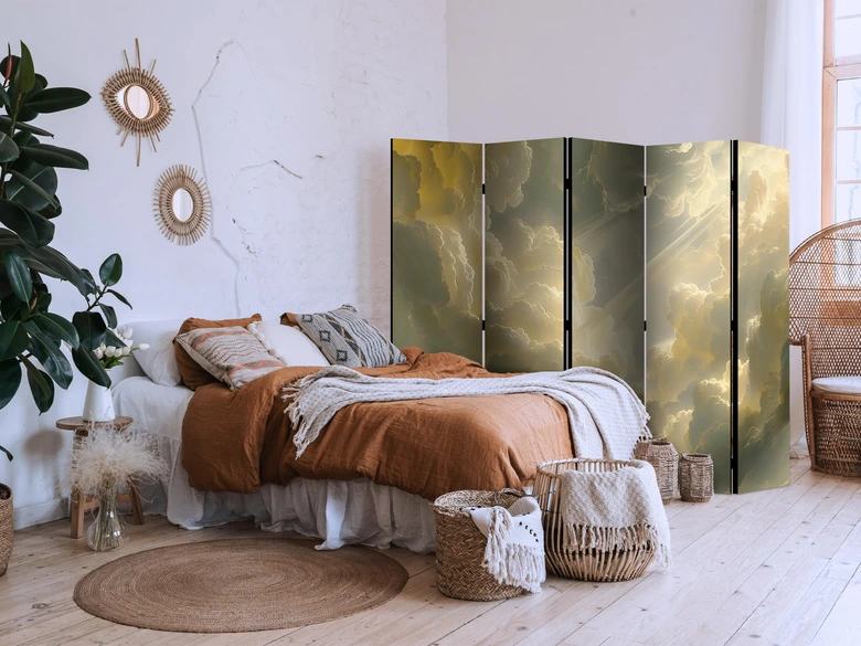 Paravent, Raumteiler freistehend, Trennwand - Enchanting Play of Colors Against the Clouds, 5-teilig - 225x172 cm 