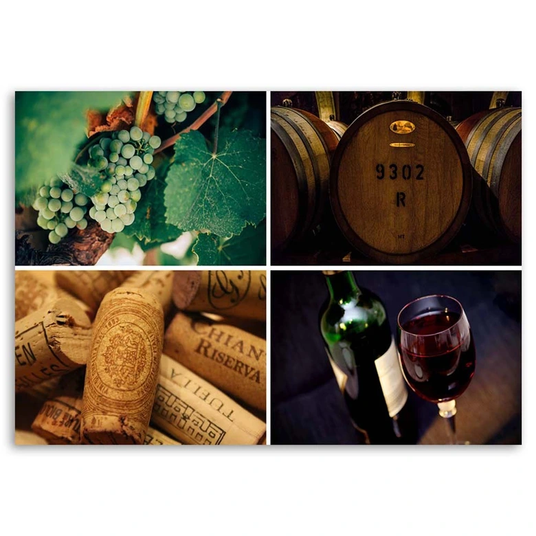 Leinwandbild, Wein und Trauben 