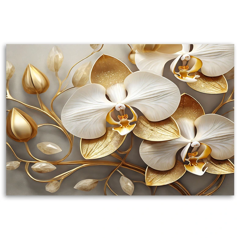 Leinwandbild, Orchidee glamourös gold 