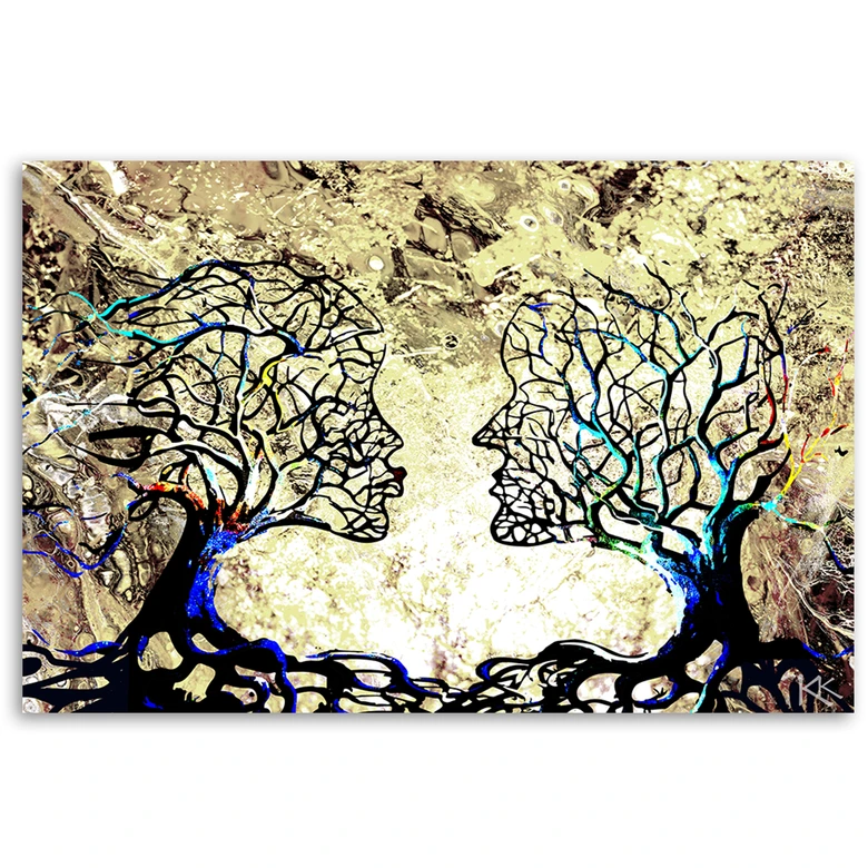 Leinwandbild, Kussbaum Liebe Abstraktion 