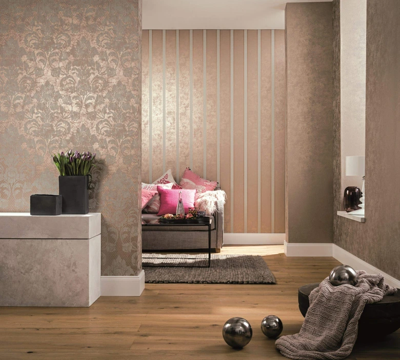 Vliestapete Streifen Klassisch in Beige , Lounge 