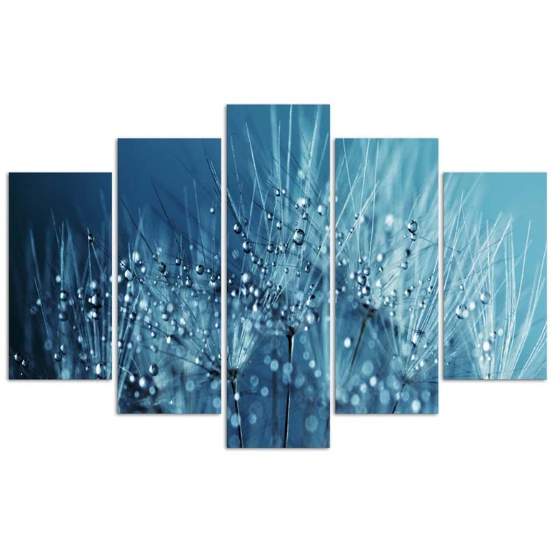 Leinwandbild 5 teilig, Blaue Gebläse 