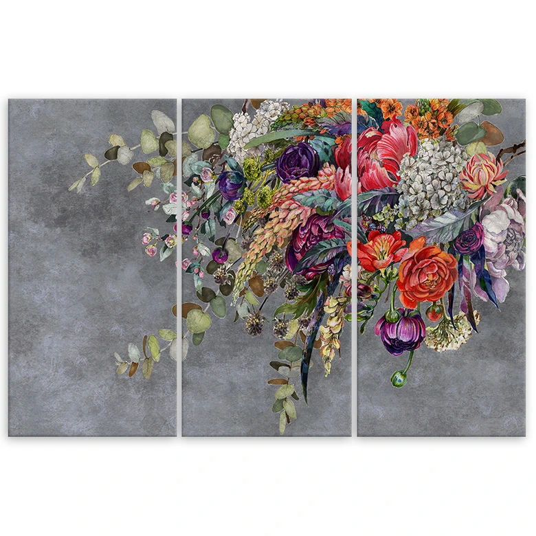 Leinwandbild 3 teilig, Blumenstrauß 