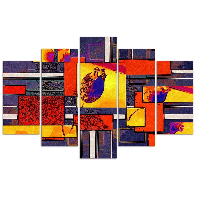 Leinwandbild 5 teilig, Bunte Abstraktion 