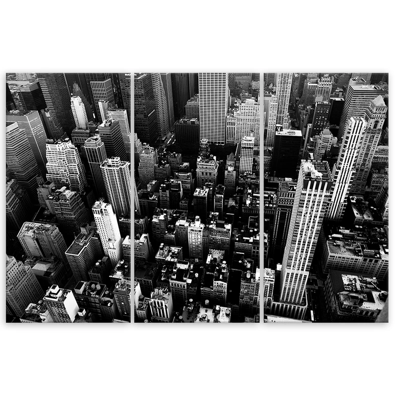 Leinwandbild 3-teilig, New York Stadt Panorama Schwarz Weiß  