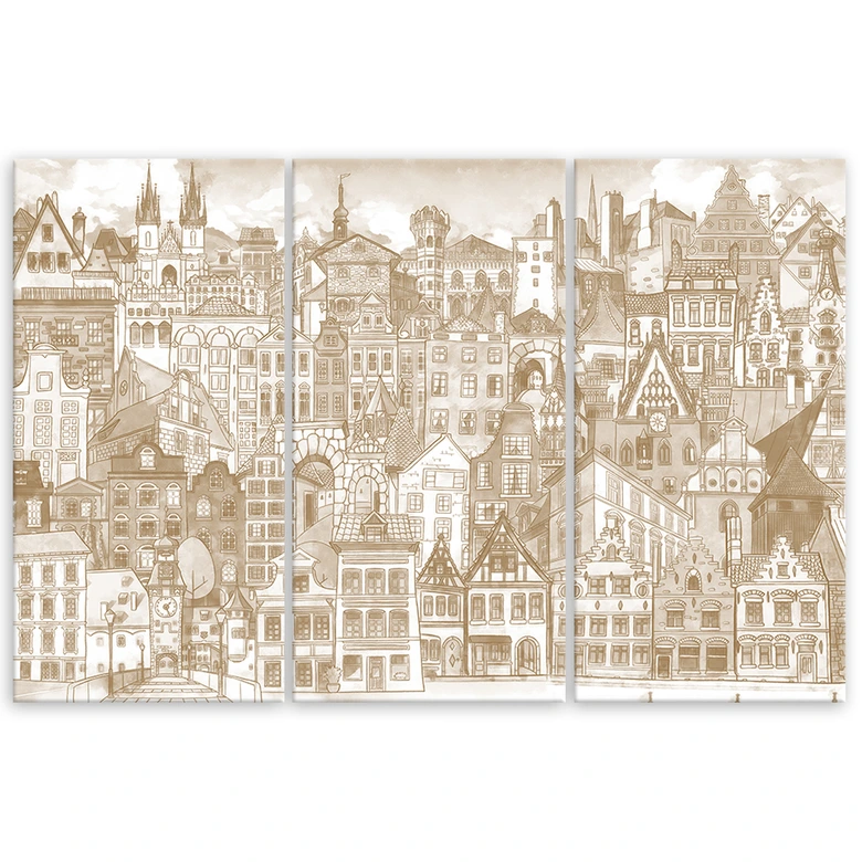 3-delige canvasprint, Happy City 