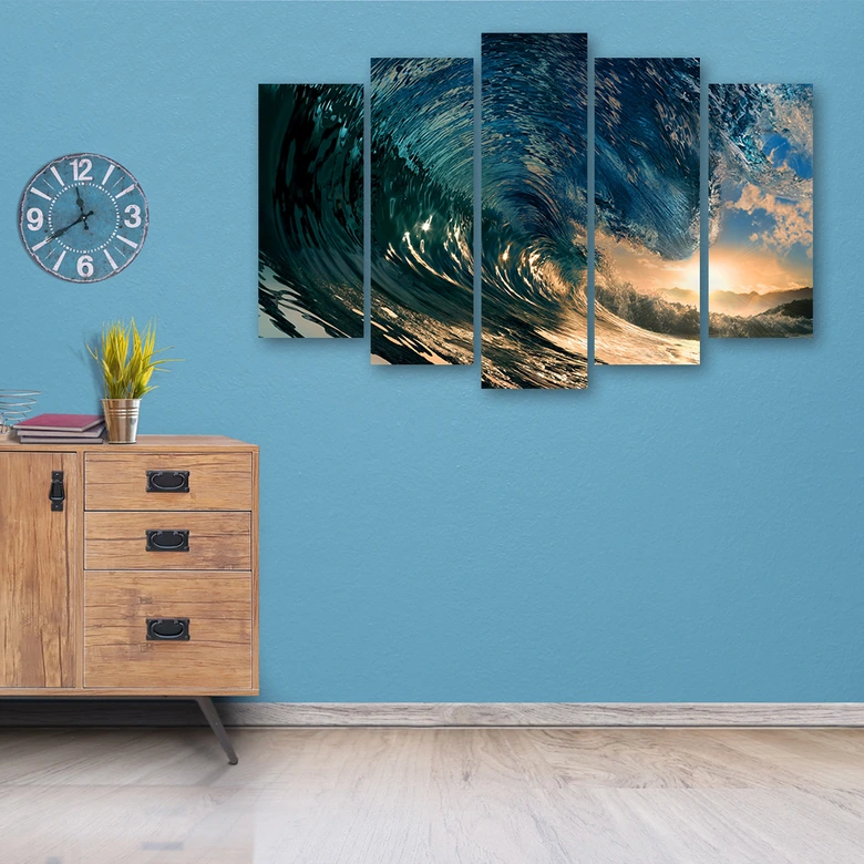 Leinwandbild 5 teilig, Aufgewühlte Wogen 