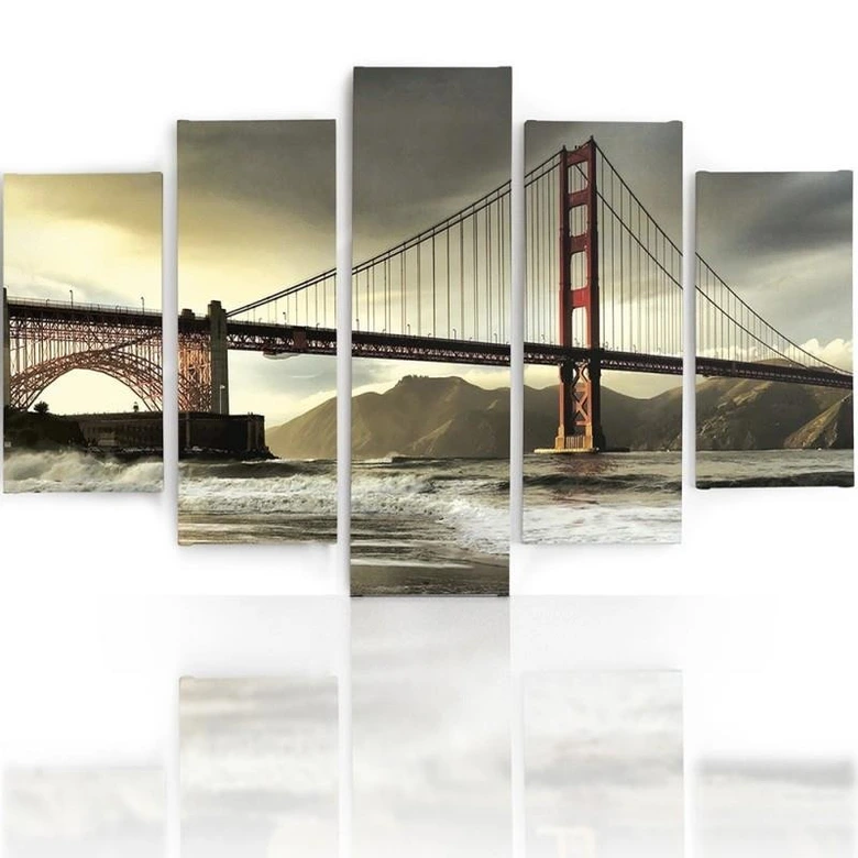 Leinwandbild 5 teilig, Golden Gate Bridge 