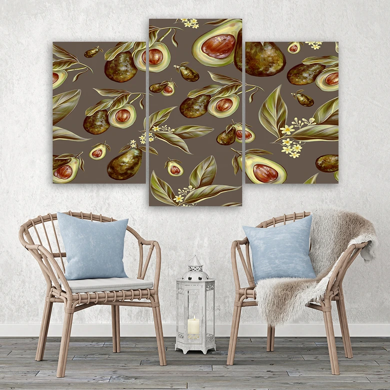 Leinwandbild 3 teilig, Avocado -Hälften 