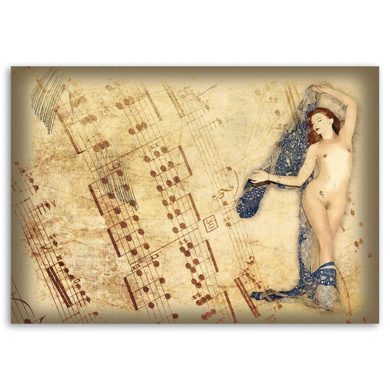 Tableau sur toile, Femme nue avec foulard 