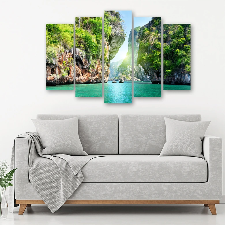 Leinwandbild 5 teilig, Tropischer Strand Malediven 