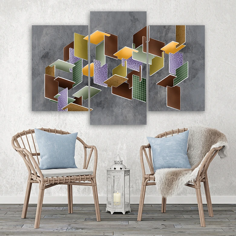 Leinwandbild 3 teilig, 3D -Rätsel 