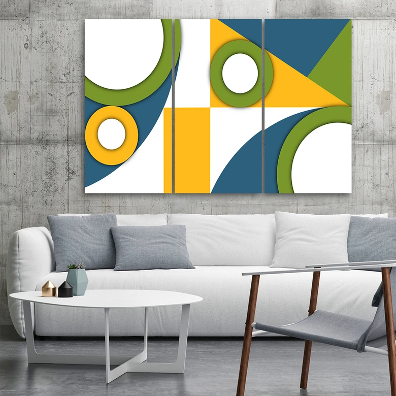 Leinwandbild 3 teilig, Geometrische Abstraktionsformen 