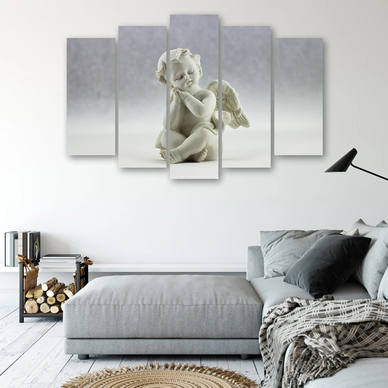 Leinwandbild 5 teilig, Engel Beige 